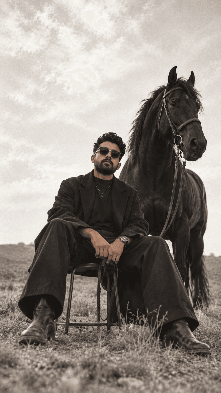 Black and White Horse HD Prompt